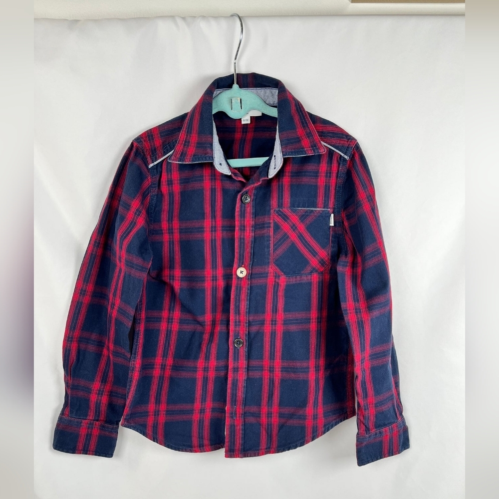 Plaid Kids Shirt in Red and Blue